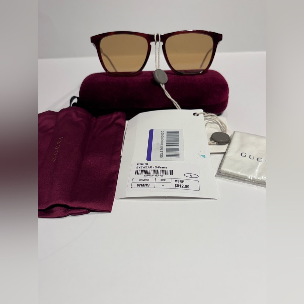 NWT $812 GUCCI  Brown Square Sunglasses GG0843S 003 Unisex - Picture 6 of 17